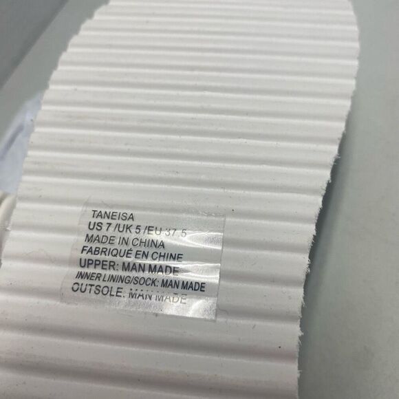 SHOEDAZZLE Taneisa Women’s Rusched Strap Wedge Sandal Size 7 White New With Defe - Picture 9 of 12